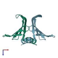 PDB entry 7agy coloured by chain, top view.