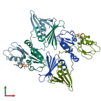 PDB entry 7ahm coloured by chain, front view.