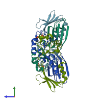 PDB entry 7ahm coloured by chain, side view.