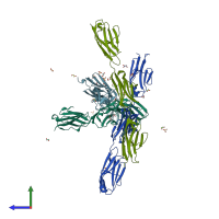 PDB entry 7ahs coloured by chain, side view.
