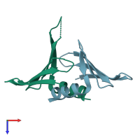 PDB entry 7aht coloured by chain, top view.