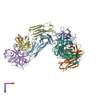 PDB entry 7ahu coloured by chain, top view.