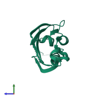 PDB entry 7ahw coloured by chain, side view.