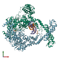PDB entry 7ai7 coloured by chain, front view.