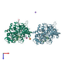 PDB entry 7ais coloured by chain, top view.
