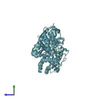 PDB entry 7ait coloured by chain, side view.