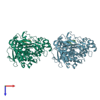 PDB entry 7ait coloured by chain, top view.