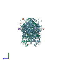 PDB entry 7aiu coloured by chain, side view.