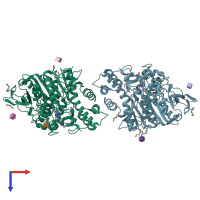 PDB entry 7aiu coloured by chain, top view.
