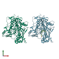 PDB entry 7aiv coloured by chain, front view.