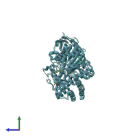 PDB entry 7aiv coloured by chain, side view.