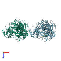 PDB entry 7aiv coloured by chain, top view.