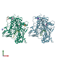 PDB entry 7aiw coloured by chain, front view.