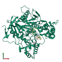 PDB entry 7aix coloured by chain, front view.