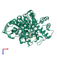 PDB entry 7aix coloured by chain, top view.