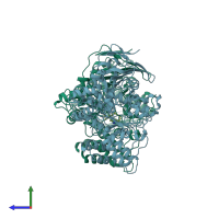 PDB entry 7aiy coloured by chain, side view.