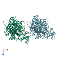 PDB entry 7aiy coloured by chain, top view.