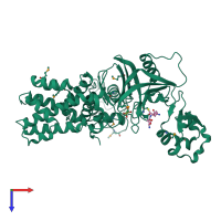 PDB entry 7ajo coloured by chain, top view.