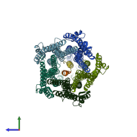 PDB entry 7ajq coloured by chain, side view.