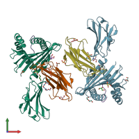 PDB entry 7alo coloured by chain, front view.