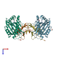 PDB entry 7alo coloured by chain, top view.