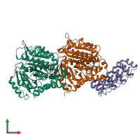 PDB entry 7alr coloured by chain, front view.