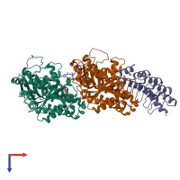 PDB entry 7alr coloured by chain, top view.