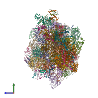 PDB entry 7am2 coloured by chain, side view.