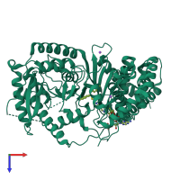 PDB entry 7amd coloured by chain, top view.