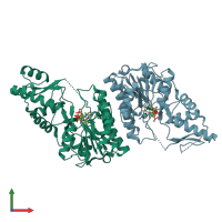 PDB entry 7anc coloured by chain, front view.