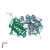 PDB entry 7ao1 coloured by chain, top view.