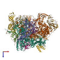 PDB entry 7ap8 coloured by chain, top view.