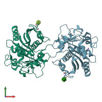 PDB entry 7app coloured by chain, front view.