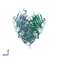 PDB entry 7apy coloured by chain, side view.