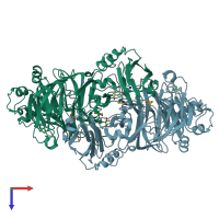 PDB entry 7apy coloured by chain, top view.