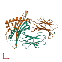 PDB entry 7apz coloured by chain, front view.