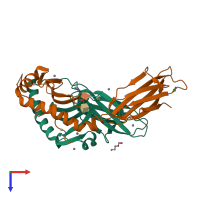 PDB entry 7apz coloured by chain, top view.