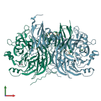 PDB entry 7aq4 coloured by chain, front view.