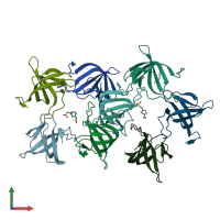 PDB entry 7aqh coloured by chain, front view.