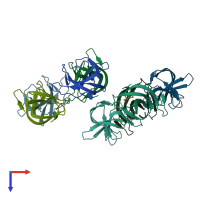 PDB entry 7aqh coloured by chain, top view.