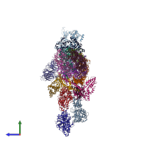 PDB entry 7aqk coloured by chain, side view.
