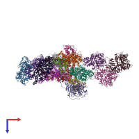 PDB entry 7aqk coloured by chain, top view.