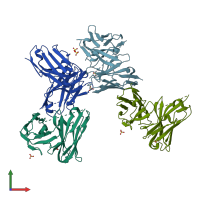 PDB entry 7aql coloured by chain, front view.