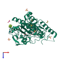 PDB entry 7arg coloured by chain, top view.