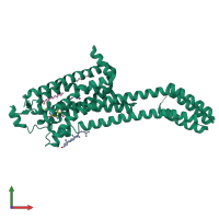 PDB entry 7aro coloured by chain, front view.