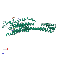 PDB entry 7aro coloured by chain, top view.