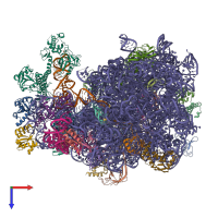 PDB entry 7as9 coloured by chain, top view.