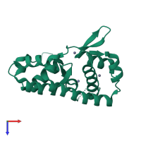 PDB entry 7asu coloured by chain, top view.