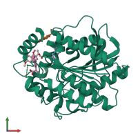 PDB entry 7at4 coloured by chain, front view.