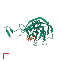 PDB entry 7aui coloured by chain, top view.